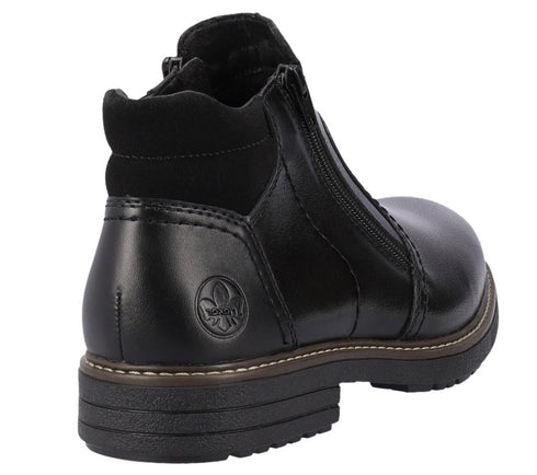 Ghete casual, barbati, RIEKER, ANTISTRESS, 33151-00 negru, piele naturala